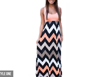 Summer Zig Zag Stripe Maxi Dress