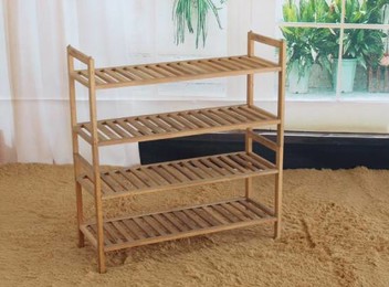 Four-Tier Hardwood Shoe Rack