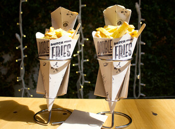 Two Cones of Hand Cut Dutch Fries