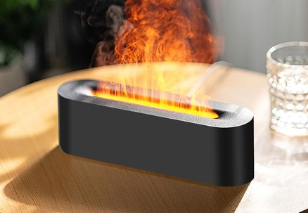 Seven-LED Colour Flame Essential Oil Diffuser - Two Colours Available