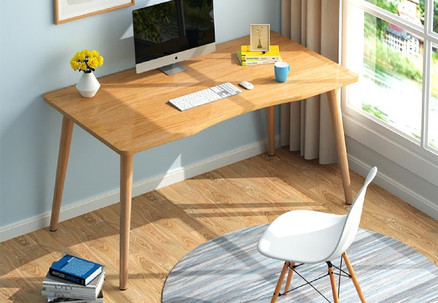Simple Wooden Leg Freestanding Computer Desk - Three Colours Available