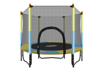 60-Inch Genki Round Kids Trampoline with Safety Enclosure Net