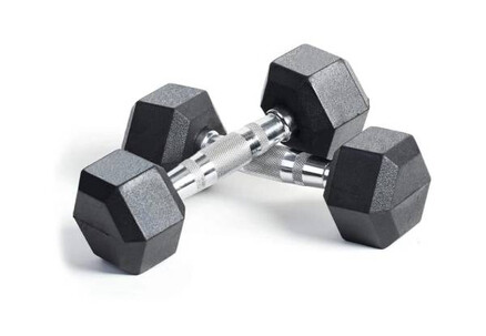 Two Rubber Encased Hex Dumbbell - Option for 5kg, 10kg, 15kg or 20kg