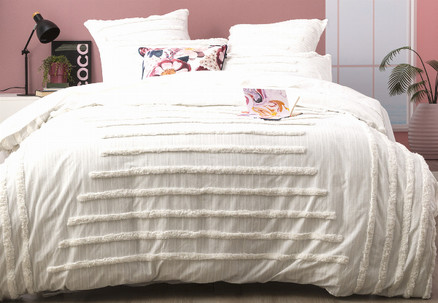 Classic Vintage Tufted Quilt Cover Set - Available in Four Colours, Four Sizes & Option for Extra European Pillowcase