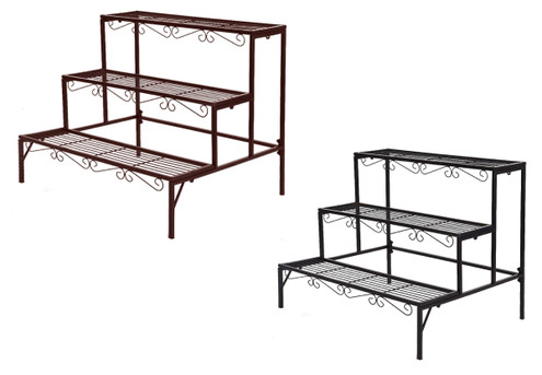 Levede Three-Tier Rectangle Plant Metal Stand - Two Colours Available