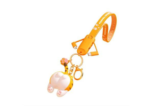 Cartoon Tiger Data Cable Keychain - Two Colours  Available