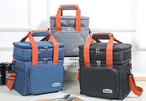 Insulated Double Layer Lunch Bag - Three Colours Available