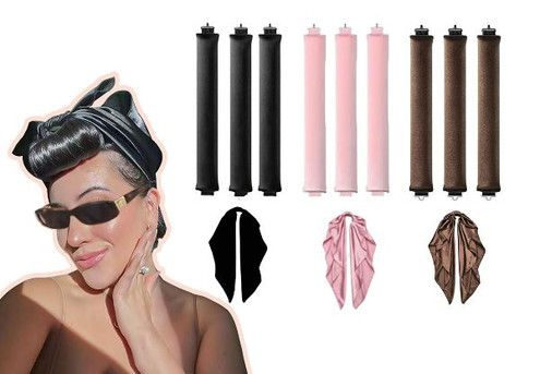 Three-Piece Heatless Hair Curler Set - Three Colours Available