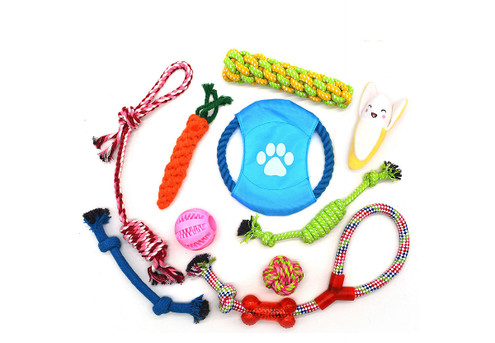 10-Piece Dog Braided Rope Chew Bite Toy - Two Styles Available