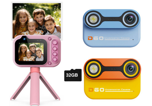 Kids Water-Resistant Camera Incl. 32GB Card - Three Colours Available