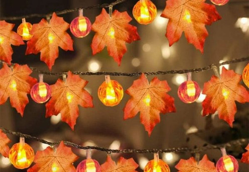 Maple Pumpkin Lantern String Halloween Decoration Lights - Three Options Available