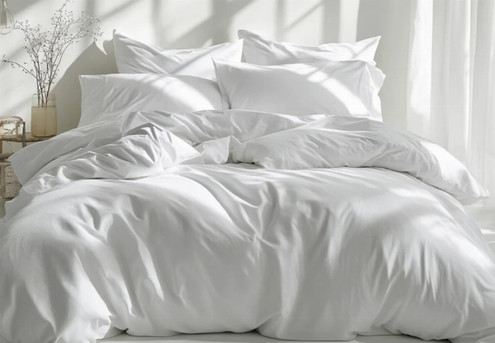 Amsons Ultra-Soft White Quilt Cover Set - Available in Six Sizes & Option with Extra Standard or European Pillowcases