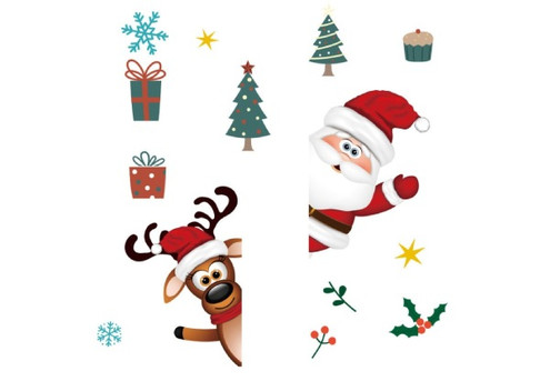 Two-Piece Cartoon Christmas Stickers Decoration