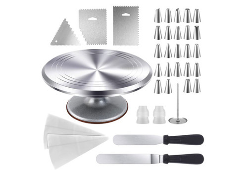 26-Piece Rotating Cake Stand Decorating Set - Option for 35-Piece Kit