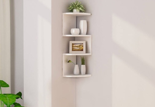 Corner Wall Shelf - Two Styles & Two Colours Available