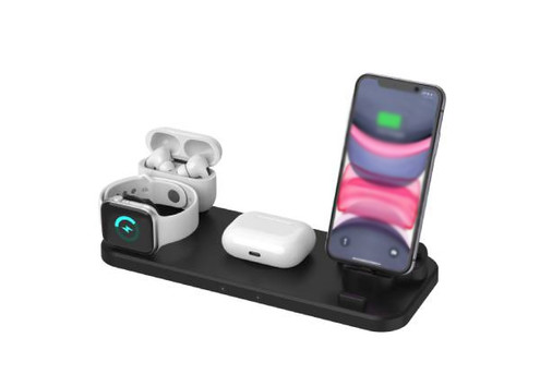 Six-in-One Wireless Charging Station Dock Compatible with Apple & Android