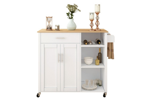 Mobile Kitchen Island Wood Cart