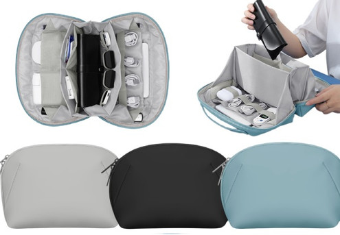 Electronics Cable Organiser Travel Pouch - Available in Three Colours, Two Sizes & Option for Two-Pack