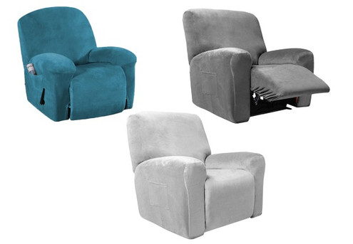 Velvet Stretch Recliner Chair Cover - Three Colours & Three Sizes Available