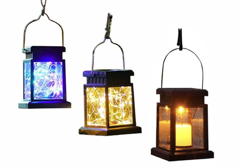 Two-Piece Solar Hanging Lantern Light - Available in Three Styles & Options for Two-Set