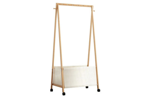 Bamboo Garment Rack with Canvas Storage