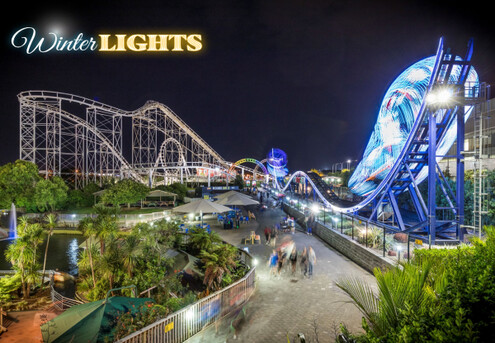 Rainbow's End Winter Lights Night Rides Pass - Option for 4 People Pass, or 4 People Pass plus Arcade Credit & Hologate Virtual Reality Quad Play - Valid Select Saturdays from 28th June to 16th August 2025