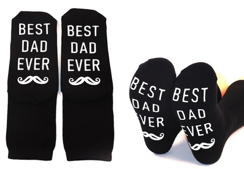 Best Dad Ever Print Novelty Fun Cotton Blend Comfortable Crew Socks