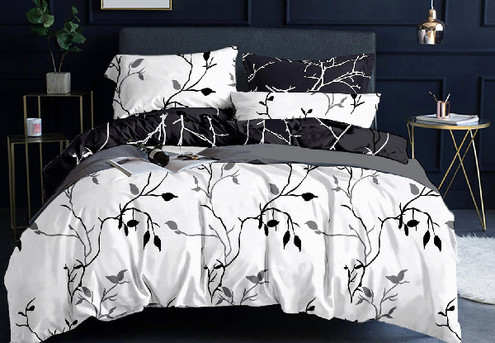 Black & White Reversible Tree Duvet Cover Set - Three Sizes Available & Option for Additional Cushion Covers
