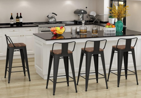 Four-Piece Bar Stool Chair with Removable Back