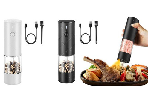 Electric Adjustable Salt & Pepper Grinder Set - Available in Two Colours & Option for Two-Pack