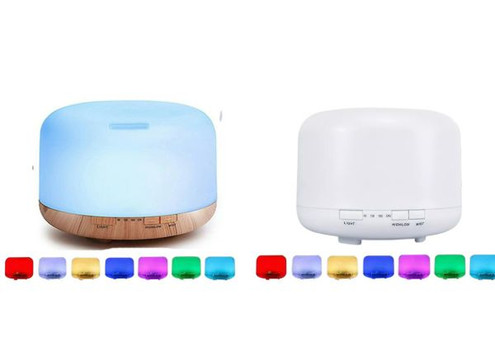 500ml LED Essential Oil Diffuser Air Humidifier - Available in Two Colours & Option for Two-Pack