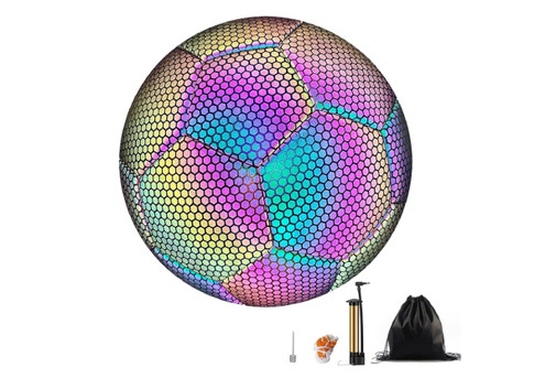 Reflective Football Ball with Pump, Net & Carry Bag