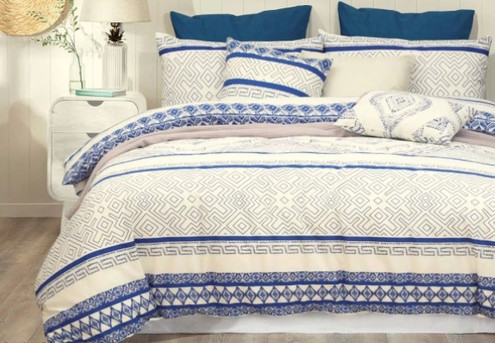 Hampton Blue Quilt Duvet Doona Cover Incl. Pillowcase - Six Sizes Available