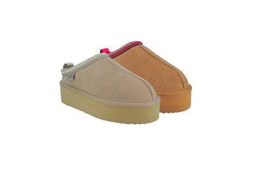Ugg Roughland Platform Water-Resistant Tassie Suede Sheepskin Moccasin Slippers -  Available in Two Colours & Six Sizes