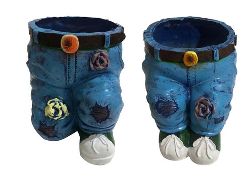 Denim Jeans Outdoor Garden Flower Pot - Two Options Available