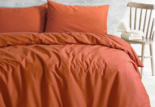 Amsons Royale Cotton Rust Quilt Cover Set - Option with Extra Standard Pillowcase