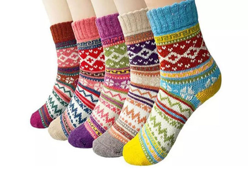 Five Pairs of Women's Winter Thermal Socks - Option for 10-Pairs