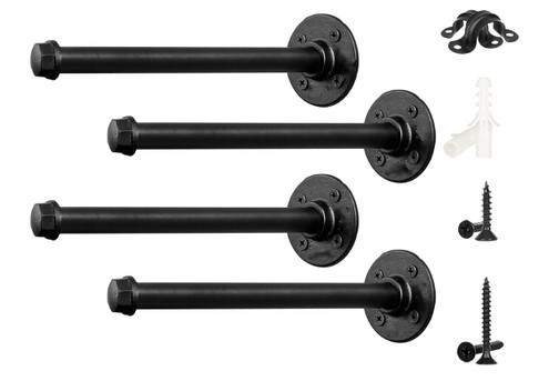 Four-Pack DIY Industrial Floating Iron Pipe Bracket - Four Sizes Available