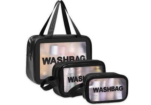 Three-Piece Toiletry Cosmetic Bags - Available in Three Colours & Options for Two-Set