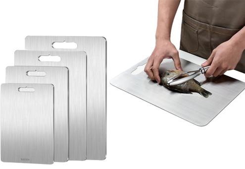 304 Stainless Steel Double-Sided Kitchen Chopping Board - Available in Four Sizes