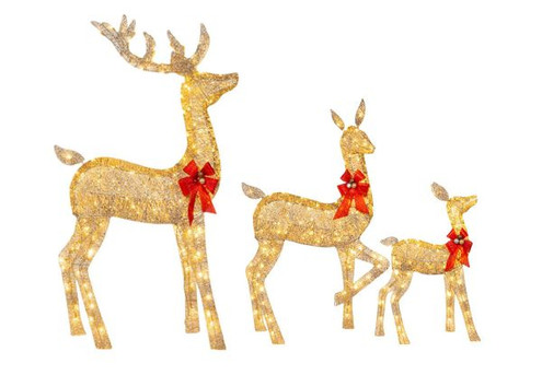 Three-Piece Outdoor Christmas Reindeer LED Lights