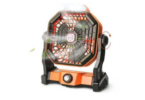 Portable Camping Fan with LED Lantern Hanging Hook