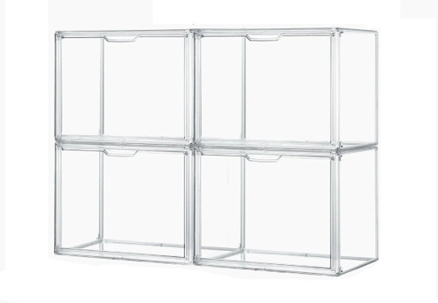 Four-Piece Large Stackable Storage Boxes with Door