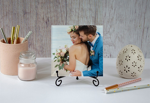 15x15cm Tabletop Acrylic Print with Easel Stand incl. Nationwide Delivery - Options for 13x18cm, or 15x20cm