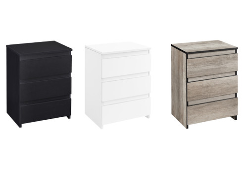 Set of Two Three-Drawer Bedside Tables - Available in Three Colours