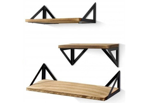 Three-Pack Wooden Industrial Floating Shelf