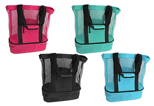 Mesh Beach Bag with Cooler Compartment - Four Colours Available