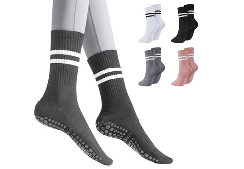 Three-Pairs Non-Slip Yoga Grip Socks - Four Colours Available & Option for Six-Pairs