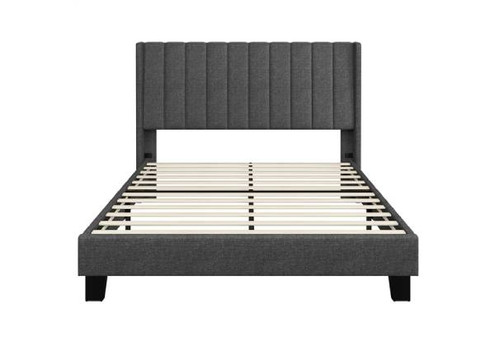 Upholstered Queen Platform Bed with Tufted Headboard - Two Colours Available