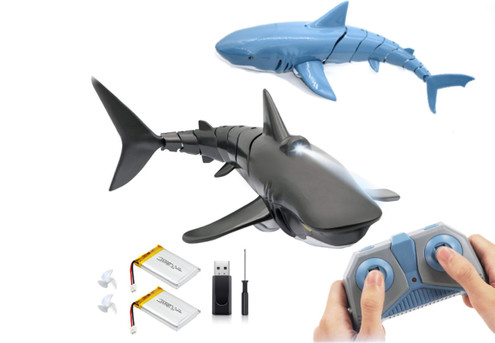 2.4G Remote Control Shark Toy with Two Batteries - Two Colours & Two-Pack Available